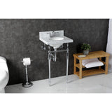 Fauceture 19-Inch Carrara Marble Console Sink with Brass Legs (4" Faucet Drillings)