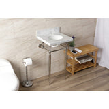 Fauceture 19-Inch Carrara Marble Console Sink with Brass Legs (4" Faucet Drillings)