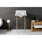 Fauceture 19-Inch Carrara Marble Console Sink with Brass Legs (4" Faucet Drillings)