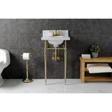 Fauceture 19-Inch Carrara Marble Console Sink with Brass Legs (4" Faucet Drillings)