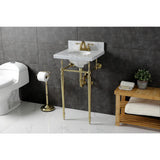 Fauceture 19-Inch Carrara Marble Console Sink with Brass Legs (4" Faucet Drillings)