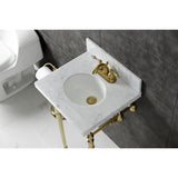 Fauceture 19-Inch Carrara Marble Console Sink with Brass Legs (4" Faucet Drillings)