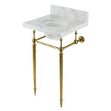 Fauceture 19-Inch Carrara Marble Console Sink with Brass Legs (4" Faucet Drillings)