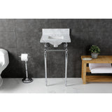 Fauceture 19-Inch Carrara Marble Console Sink with Brass Legs (4" Faucet Drillings)