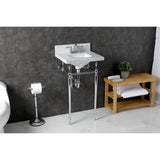 Fauceture 19-Inch Carrara Marble Console Sink with Brass Legs (4" Faucet Drillings)