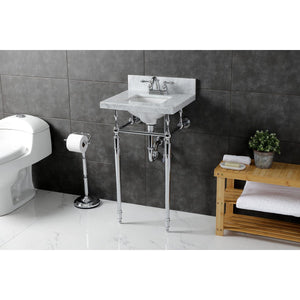 Fauceture 19-Inch Carrara Marble Console Sink with Brass Legs (4" Faucet Drillings)