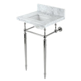 Fauceture 19-Inch Carrara Marble Console Sink with Brass Legs (4" Faucet Drillings)