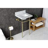 Fauceture 19-Inch Carrara Marble Console Sink with Brass Legs (4" Faucet Drillings)