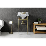 Fauceture 19-Inch Carrara Marble Console Sink with Brass Legs (4" Faucet Drillings)