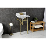 Fauceture 19-Inch Carrara Marble Console Sink with Brass Legs (4" Faucet Drillings)