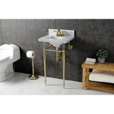 Fauceture 19-Inch Carrara Marble Console Sink with Brass Legs (4" Faucet Drillings)