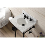 Fauceture 19-Inch Carrara Marble Console Sink with Brass Legs (8" Faucet Drillings)