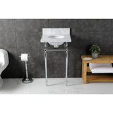 Fauceture 19-Inch Carrara Marble Console Sink with Brass Legs (8" Faucet Drillings)