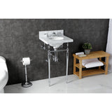 Fauceture 19-Inch Carrara Marble Console Sink with Brass Legs (8" Faucet Drillings)