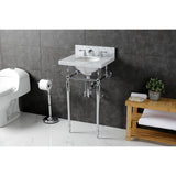 Fauceture 19-Inch Carrara Marble Console Sink with Brass Legs (8" Faucet Drillings)