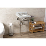 Fauceture 19-Inch Carrara Marble Console Sink with Brass Legs (8" Faucet Drillings)