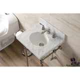 Fauceture 19-Inch Carrara Marble Console Sink with Brass Legs (8" Faucet Drillings)