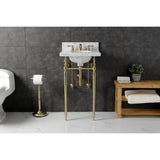 Fauceture 19-Inch Carrara Marble Console Sink with Brass Legs (8" Faucet Drillings)