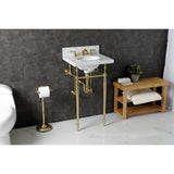 Fauceture 19-Inch Carrara Marble Console Sink with Brass Legs (8" Faucet Drillings)