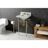 Fauceture 19-Inch Carrara Marble Console Sink with Brass Legs (8" Faucet Drillings)