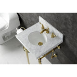 Fauceture 19-Inch Carrara Marble Console Sink with Brass Legs (8" Faucet Drillings)