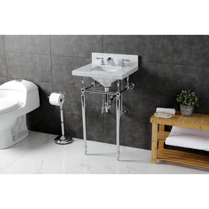 Fauceture 19-Inch Carrara Marble Console Sink with Brass Legs (8" Faucet Drillings)