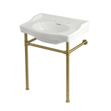 Victorian 30-Inch Ceramic Console Sink with Stainless Steel Legs (8-Inch, 3-Hole)