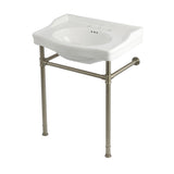 Victorian 30-Inch Ceramic Console Sink with Stainless Steel Legs (8-Inch, 3-Hole)