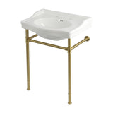 Victorian 30-Inch Ceramic Console Sink with Stainless Steel Legs (8-Inch, 3-Hole)