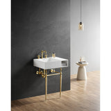 Aurelius 24-Inch Solid Surface Console Sink with Brass Legs (8-Inch, 3-Hole)