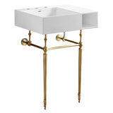 Aurelius 24-Inch Solid Surface Console Sink with Brass Legs (8-Inch, 3-Hole)