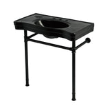 Imperial 36-Inch Ceramic Console Sink with Stainless Steel Legs (8-Inch, 3-Hole)