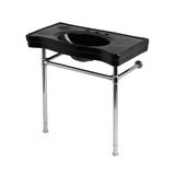 Imperial 36-Inch Ceramic Console Sink with Stainless Steel Legs (8-Inch, 3-Hole)