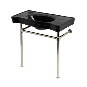 Imperial 36-Inch Ceramic Console Sink with Stainless Steel Legs (8-Inch, 3-Hole)