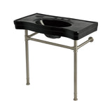 Imperial 36-Inch Ceramic Console Sink with Stainless Steel Legs (8-Inch, 3-Hole)