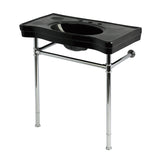 Imperial 36-Inch Ceramic Console Sink with Stainless Steel Legs (8-Inch, 3-Hole)