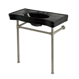 Imperial 36-Inch Ceramic Console Sink with Stainless Steel Legs (8-Inch, 3-Hole)