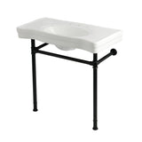 Imperial 36-Inch Ceramic Console Sink with Stainless Steel Legs (8-Inch, 3-Hole)