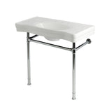 Imperial 36-Inch Ceramic Console Sink with Stainless Steel Legs (8-Inch, 3-Hole)