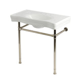 Imperial 36-Inch Ceramic Console Sink with Stainless Steel Legs (8-Inch, 3-Hole)