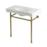 Imperial 36-Inch Ceramic Console Sink with Stainless Steel Legs (8-Inch, 3-Hole)