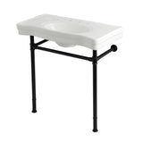 Imperial 36-Inch Ceramic Console Sink with Stainless Steel Legs (8-Inch, 3-Hole)