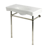 Imperial 36-Inch Ceramic Console Sink with Stainless Steel Legs (8-Inch, 3-Hole)