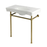 Imperial 36-Inch Ceramic Console Sink with Stainless Steel Legs (8-Inch, 3-Hole)