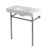 Imperial 36-Inch Ceramic Console Sink with Stainless Steel Legs (8-Inch, 3-Hole)