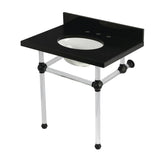 Templeton 30-Inch Black Granite Console Sink with Acrylic Legs (8-Inch, 3-Hole)