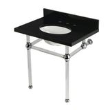 Templeton 30-Inch Black Granite Console Sink with Acrylic Legs (8-Inch, 3-Hole)