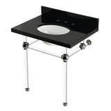 Templeton 30-Inch Black Granite Console Sink with Acrylic Legs (8-Inch, 3-Hole)