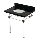 Templeton 30-Inch Black Granite Console Sink with Acrylic Legs (8-Inch, 3-Hole)