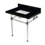 Templeton 30-Inch Black Granite Console Sink with Acrylic Legs